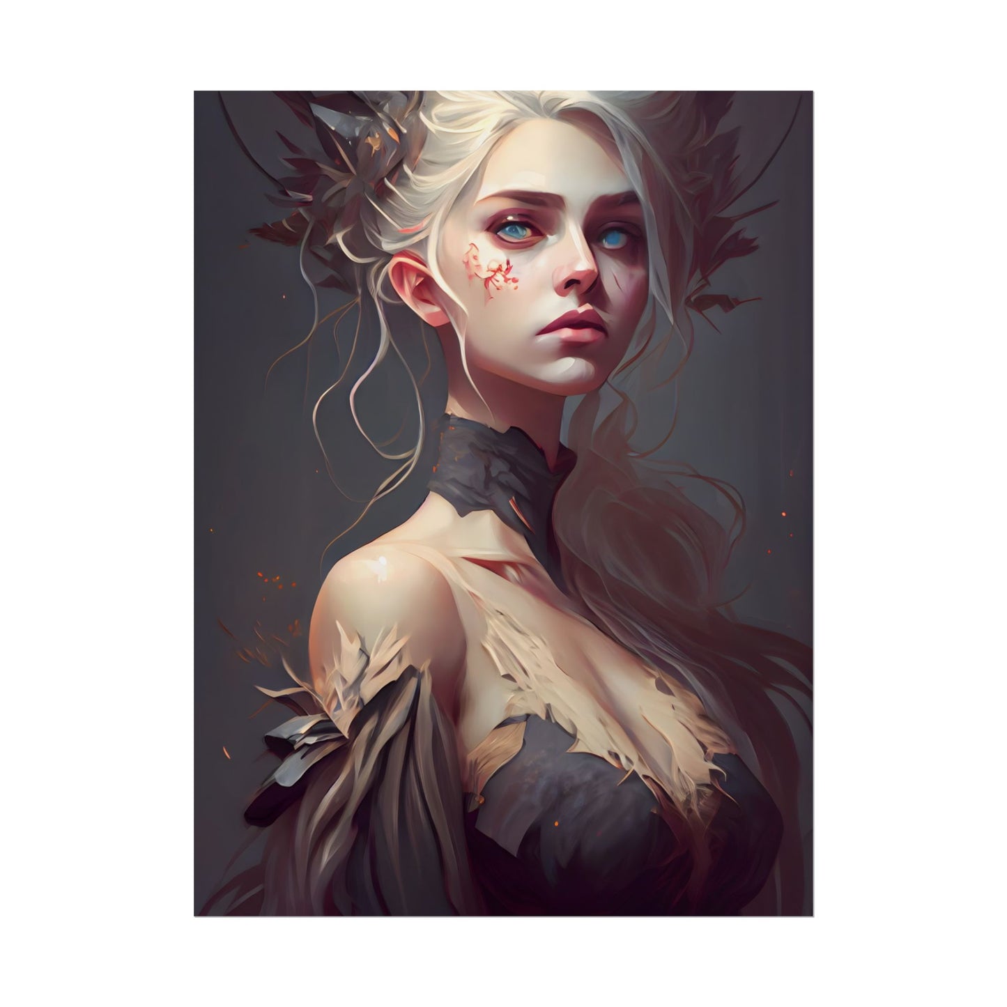 Elegant Blonde Portrait: Outdoor Woman in Dress - Poster