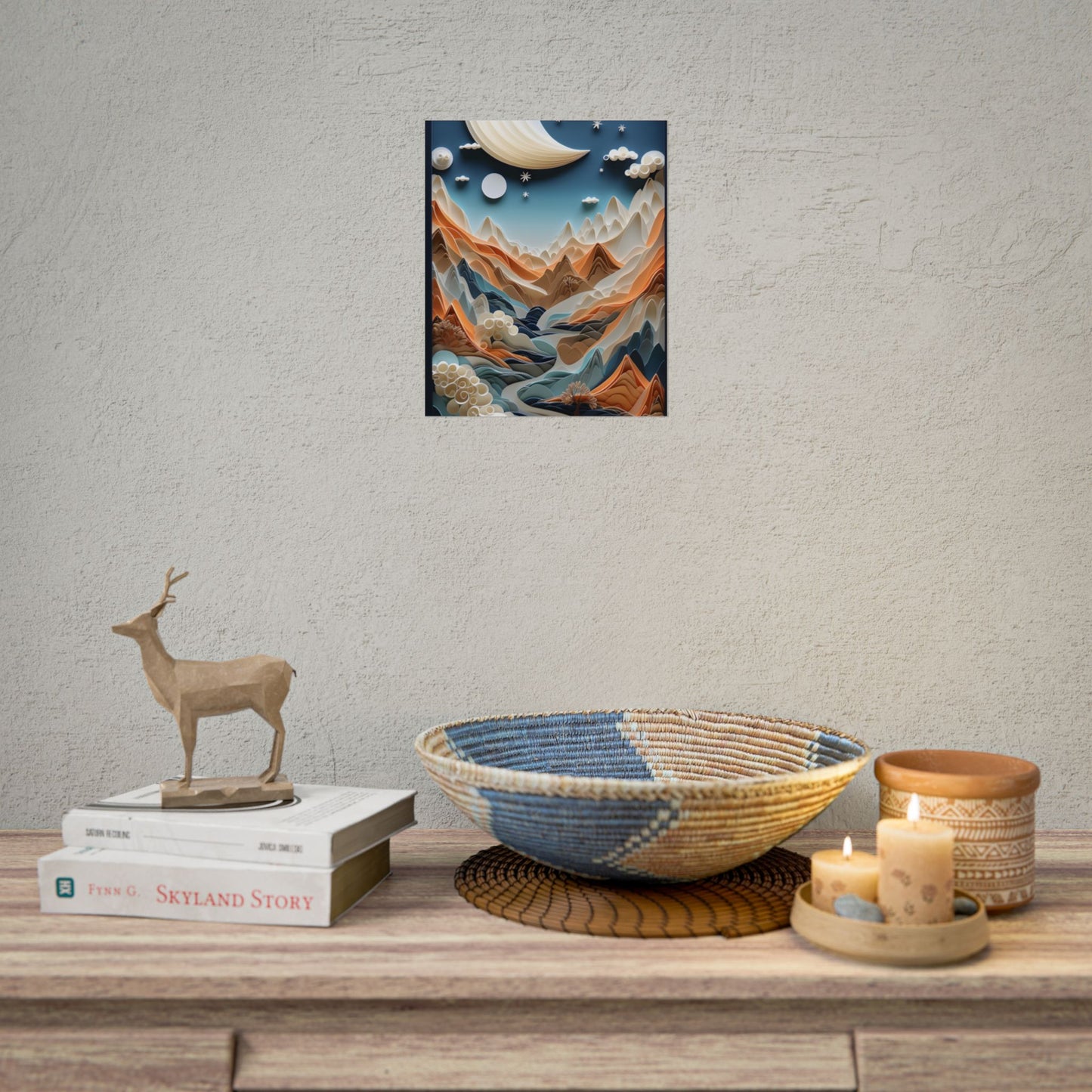 Vibrant European Quilled Landscape: Intricate Paper Art - Poster