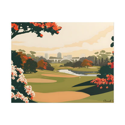 Retro Golf Illustration: Classic Course Art - Poster