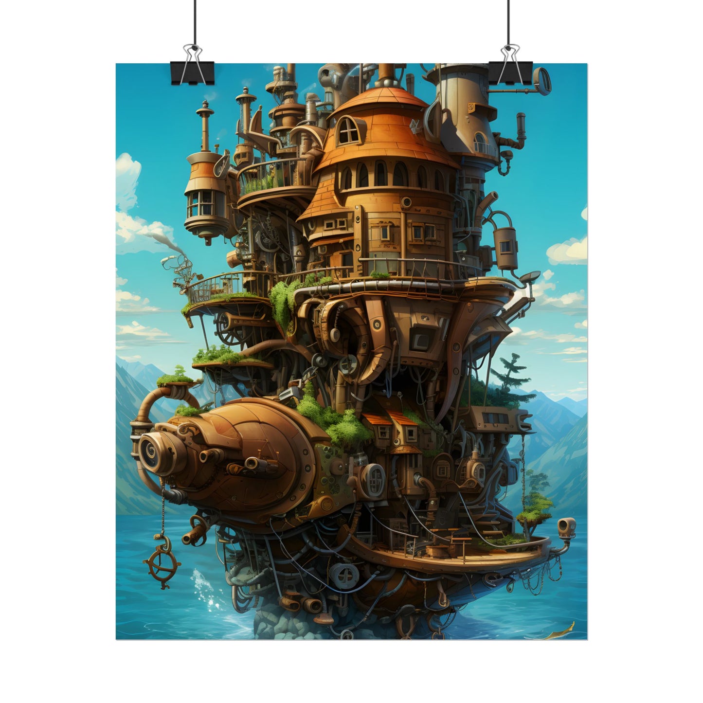 Oceanic Steampunk Treasure Dive: Underwater Adventure Artwork - Poster