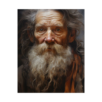 Elderly Wisdom: Realistic Portrait Art - Poster