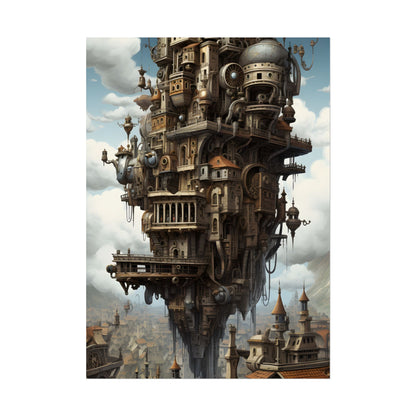 Steampunk Paris Cityscape: Colorful 19th Century Artwork - Poster