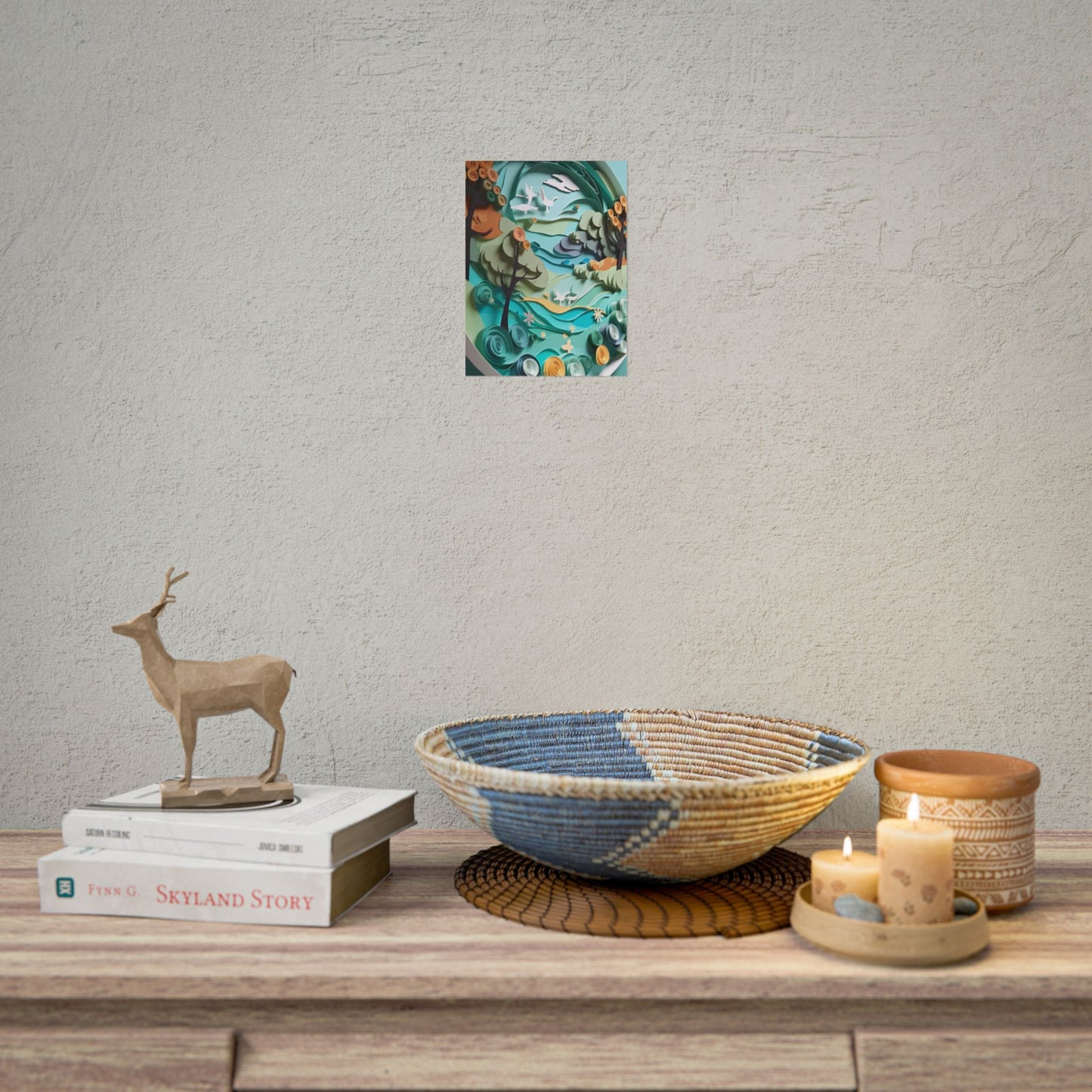 Eye-Catching Beach Landscape: Paper Quilling Art - Poster