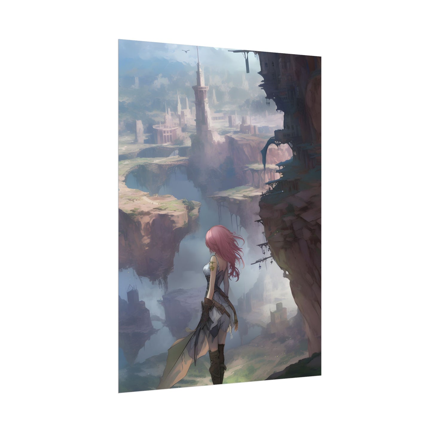 Vibrant Bird in Flight: Anime Style Digital Art - Poster