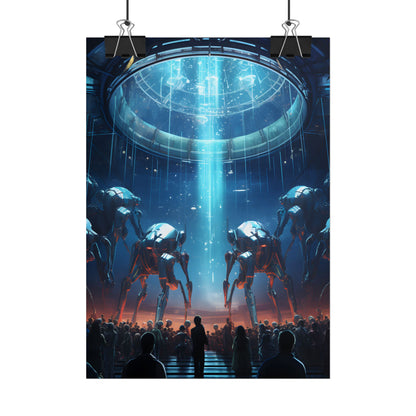Vibrant Robot Symphony: A Harmonious Blend of Human and Robotic Musicians - Poster