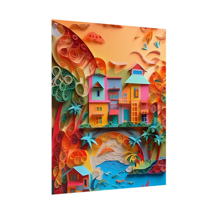 Eye-Catching Beach Paper Quilling: Quilled Landscape Artwork - Poster