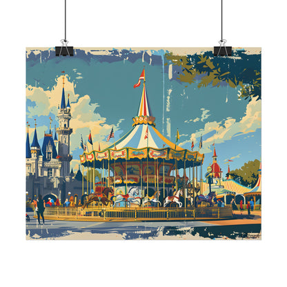 Vintage Disney Nostalgia: Retro Attraction Poster Art - Poster