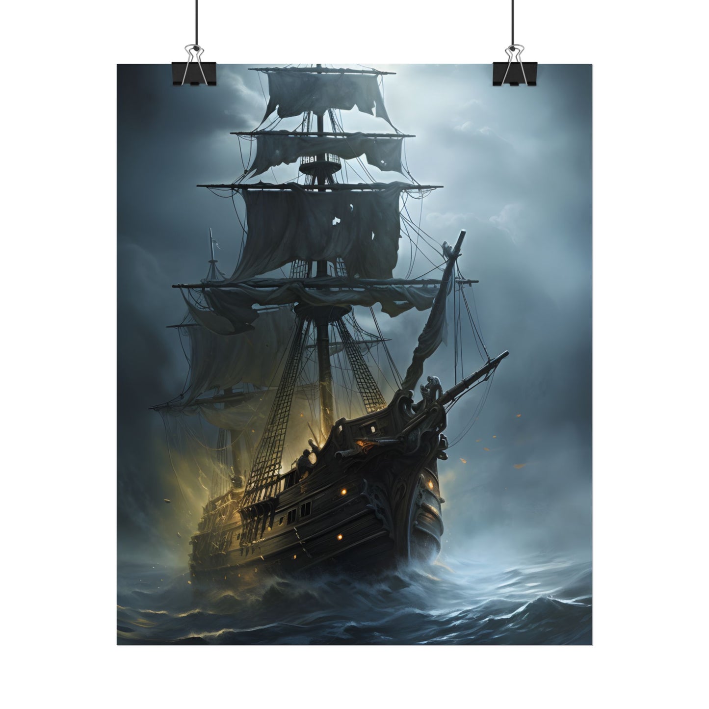 Ghostly Pirate Voyage: Historic Sea Travel Digital Art - Poster