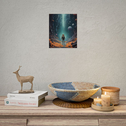 Futuristic Explorer: Sci-Fi Wilderness Encounter Digital Art - Poster