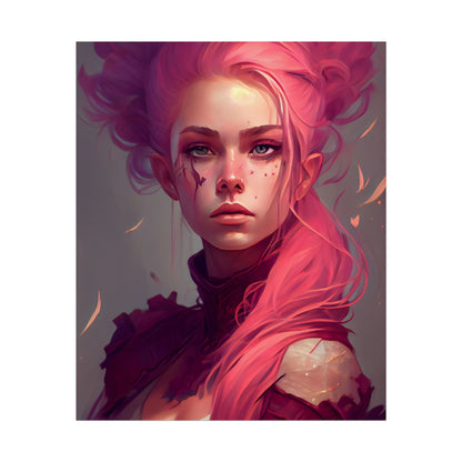 Enigmatic Portrait: Pink Hair in Darkness - Poster