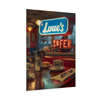Retro Kitchen Diner Scene: Cozy Coffee Moment - Poster