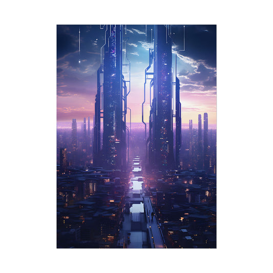 Cyberpunk Dystopia: Dark Cityscape Digital Art - Poster
