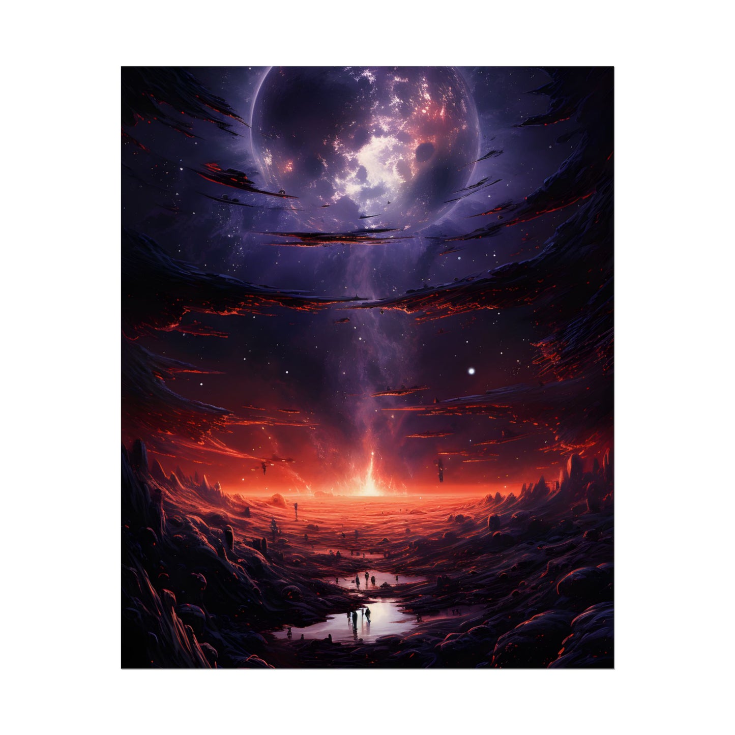 Vivid Black Hole Planet: A Detailed Cosmic Artwork - Poster