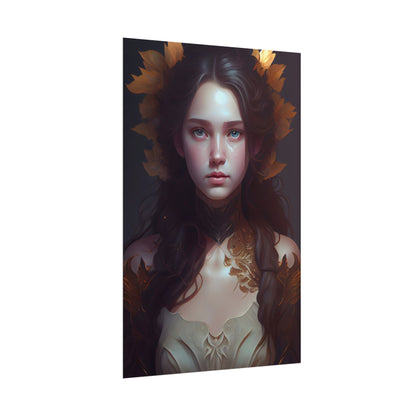 Brown Hair Female Portrait: Artistic Style Digital Art - Poster