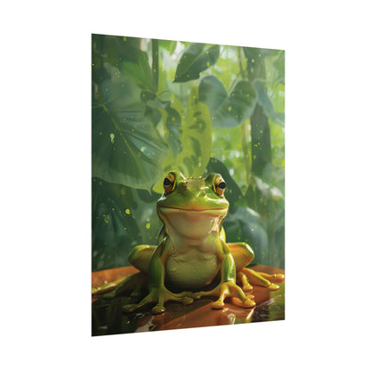 Whimsical Frog Oasis: A Peaceful Lily Pad Scene - Poster