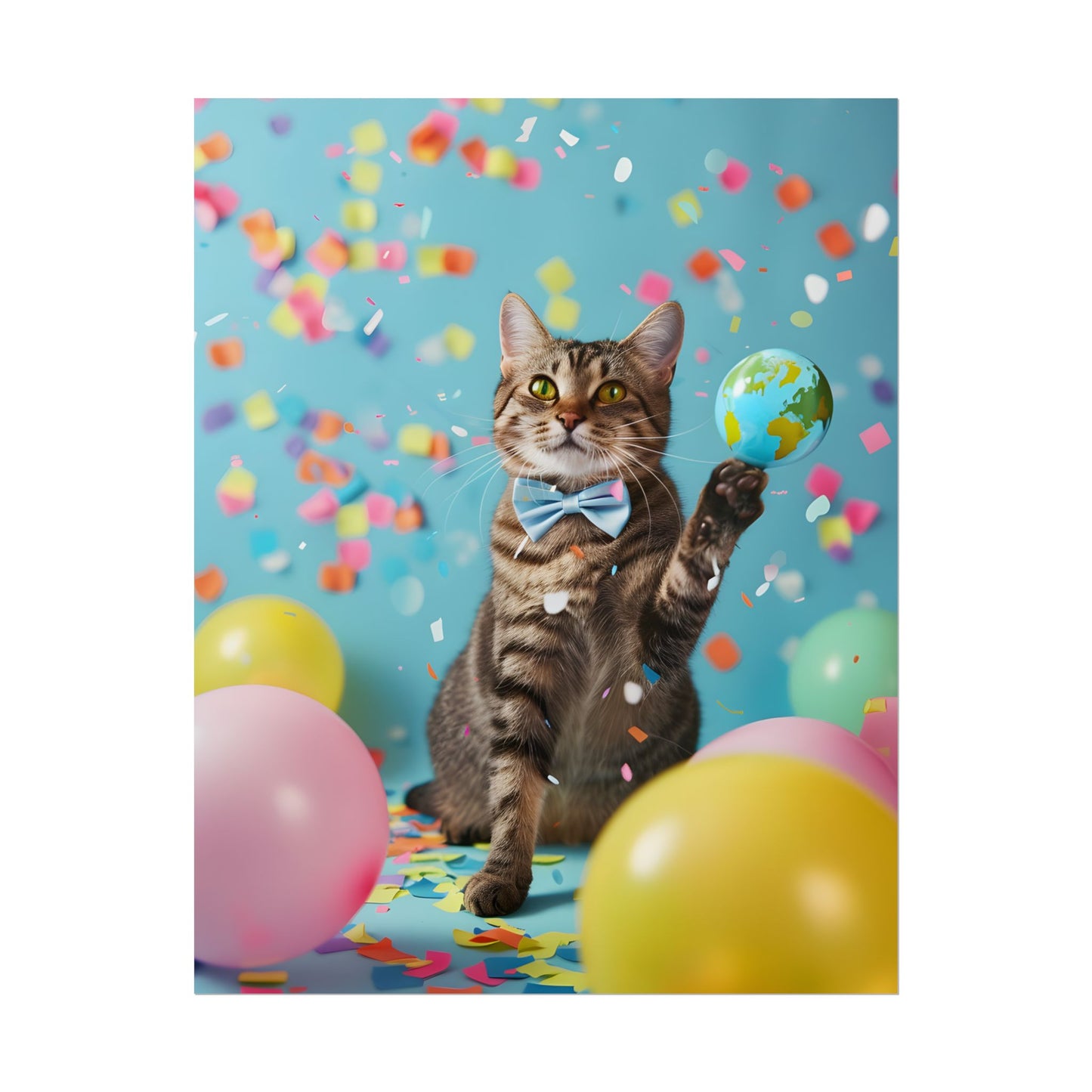Whimsical Cat in Bow Tie: Close-Up Art Print - Poster
