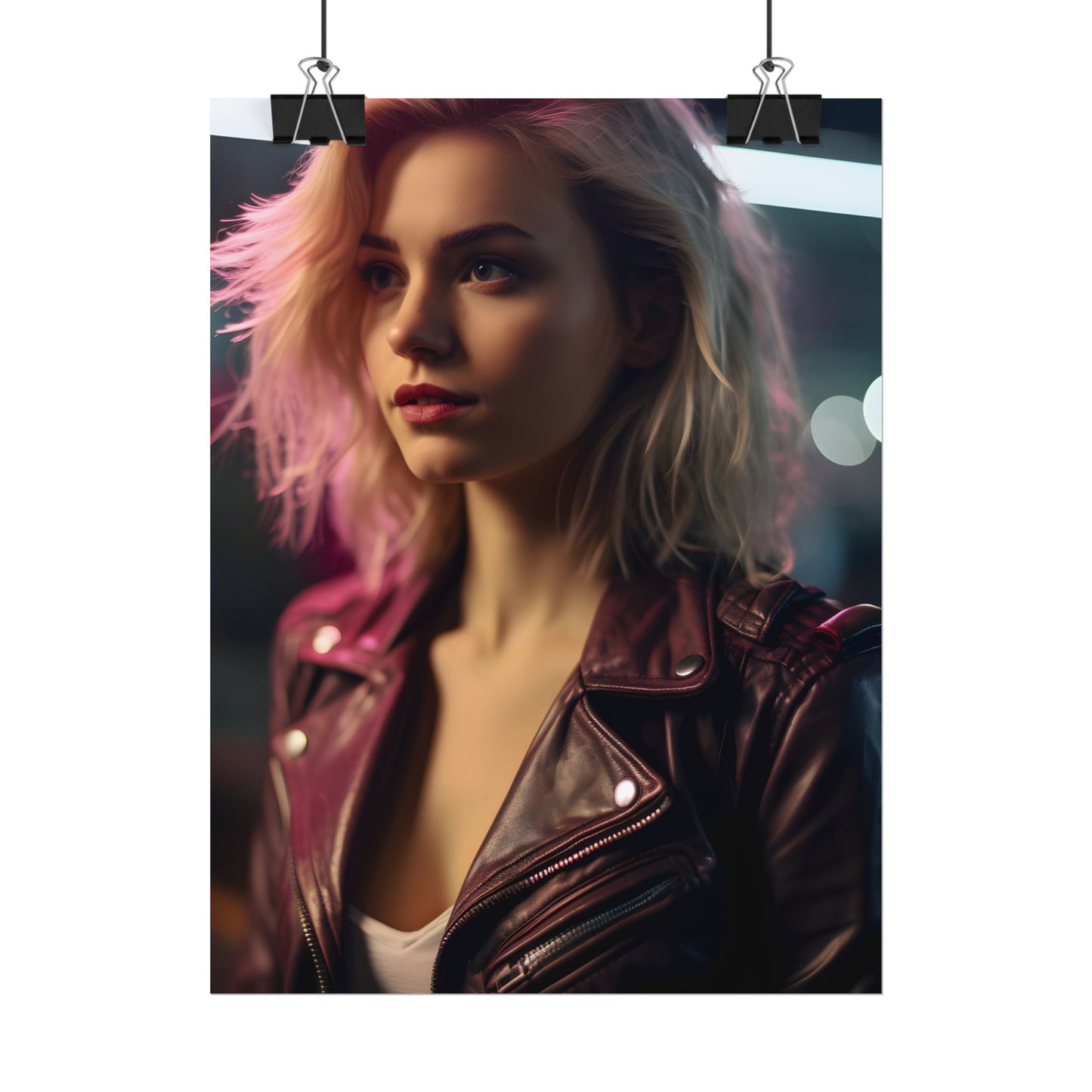 Cyberpunk Teen Close-Up: Digital Artwork - Poster