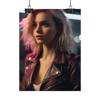 Cyberpunk Teen Close-Up: Digital Artwork - Poster