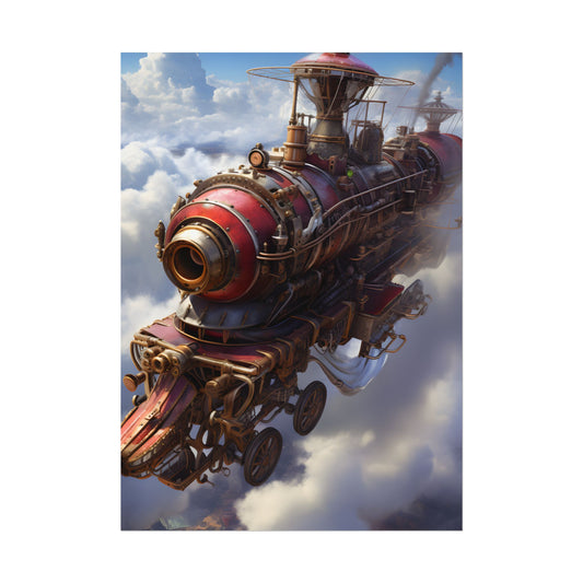 Steampunk Skyliner Thrill: Exciting Race in Flight - Poster