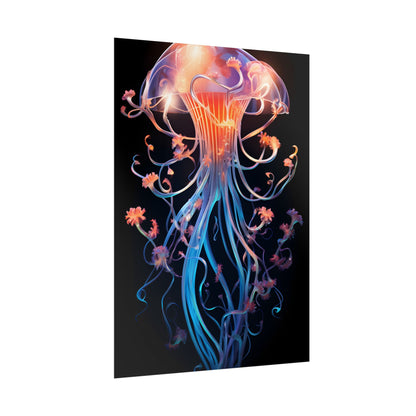 Bioluminescent Oceanic Ballet: Elegantly Poised Dancer in Underwater Performance - Poster