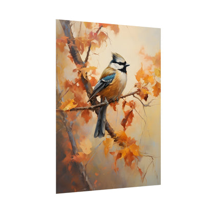 Vibrant Oak Branch: Colorful Leaves Oil Painting - Poster