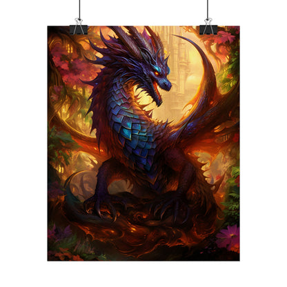 Majestic Dragon Guardian: Fantasy Landscape Art - Poster