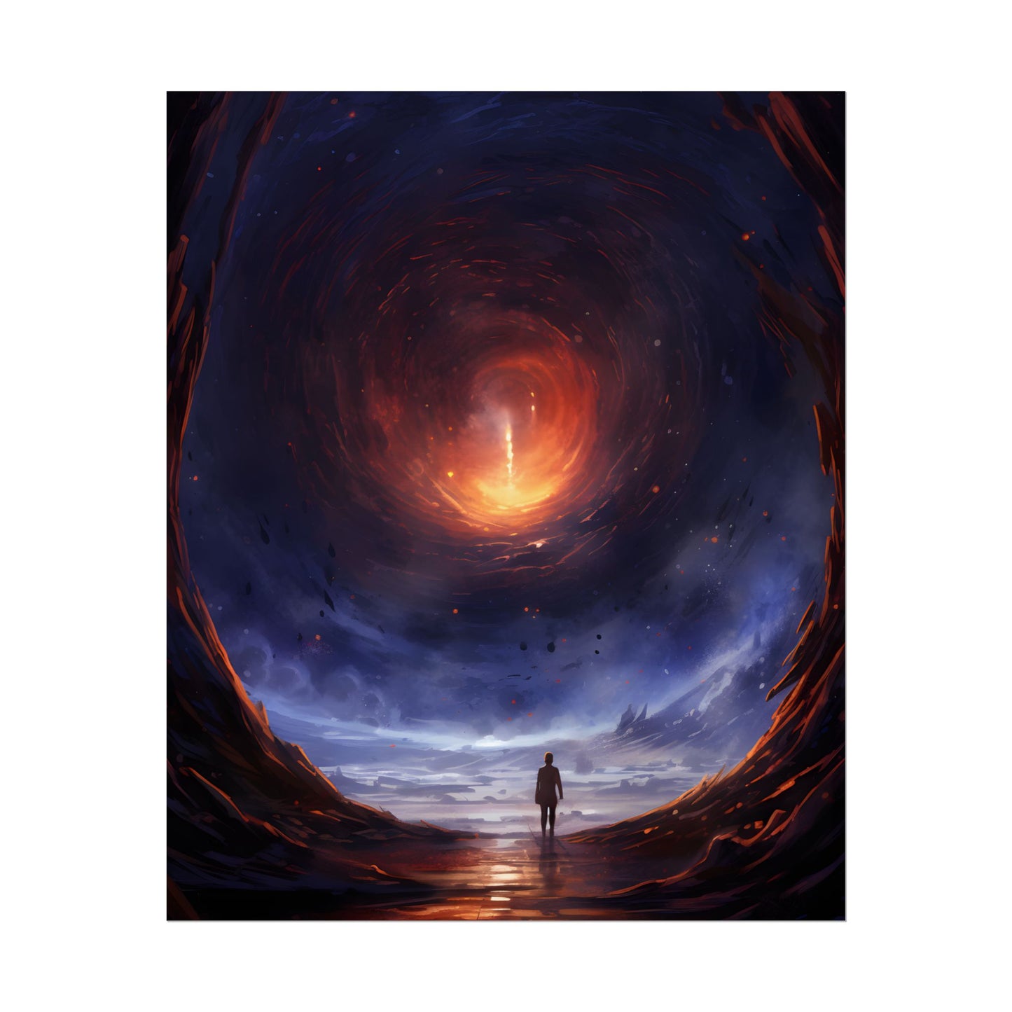 Mysterious Black Hole Cosmos: Space Art with Planetary Orbits - Poster