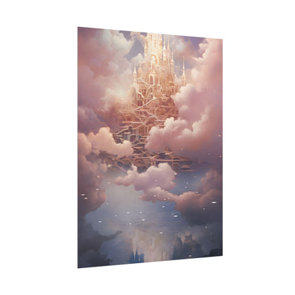 Celestial Fantasy Floating City: Digital Artwork - Poster