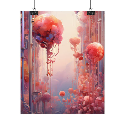 Futuristic Cyber Dreamscape: Abstract Digital Art - Poster