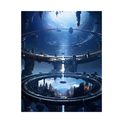 Aetherial Space Station: Massive, Futuristic Space Station in Orbit - Poster