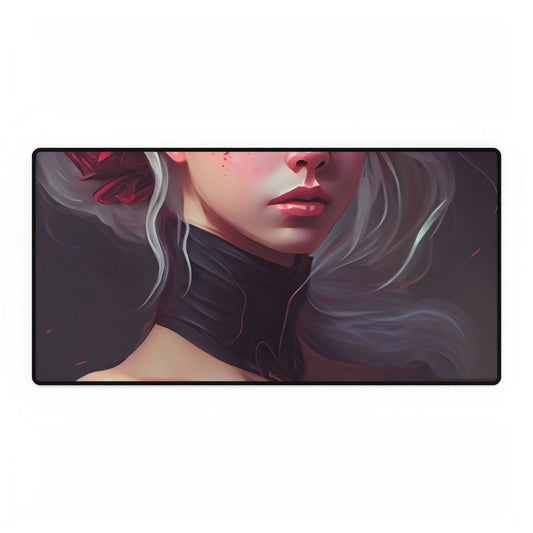 Blonde Beauty in Nature: Realistic Portrait Art - Desk Mat