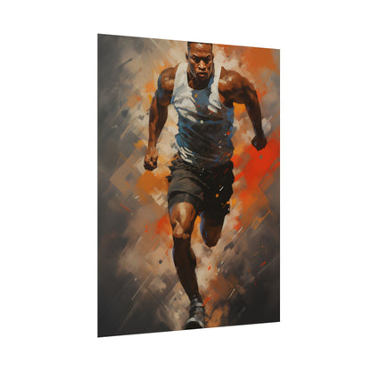 Passionate Athlete in Motion: Dynamic Portrait Artwork - Poster