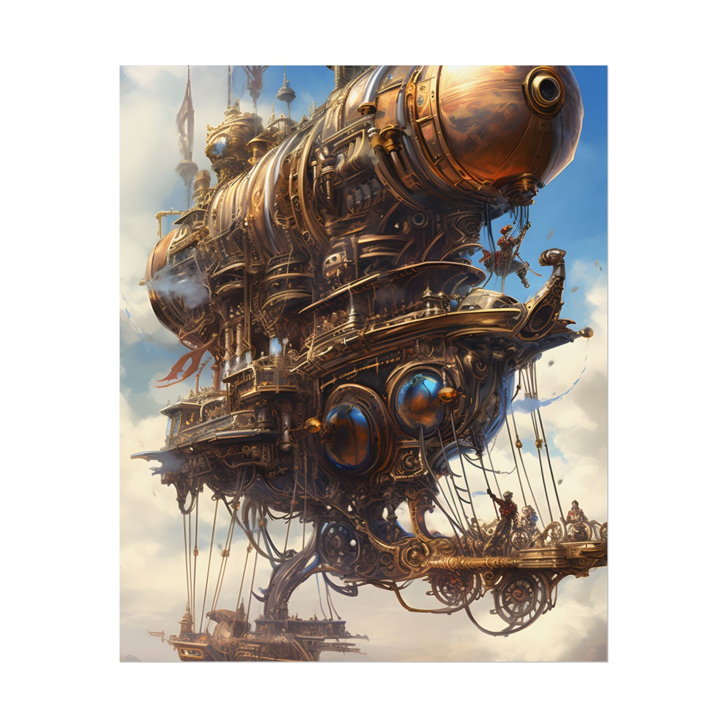Steampunk Sky-Liner Race: Industrial City Dusk - Poster
