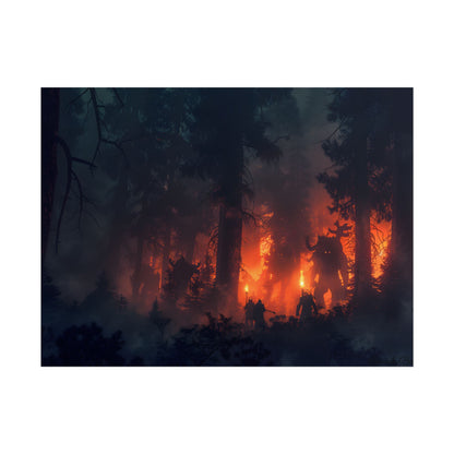 Misty Sunset Gathering: A Group in Nature's Embrace - Poster