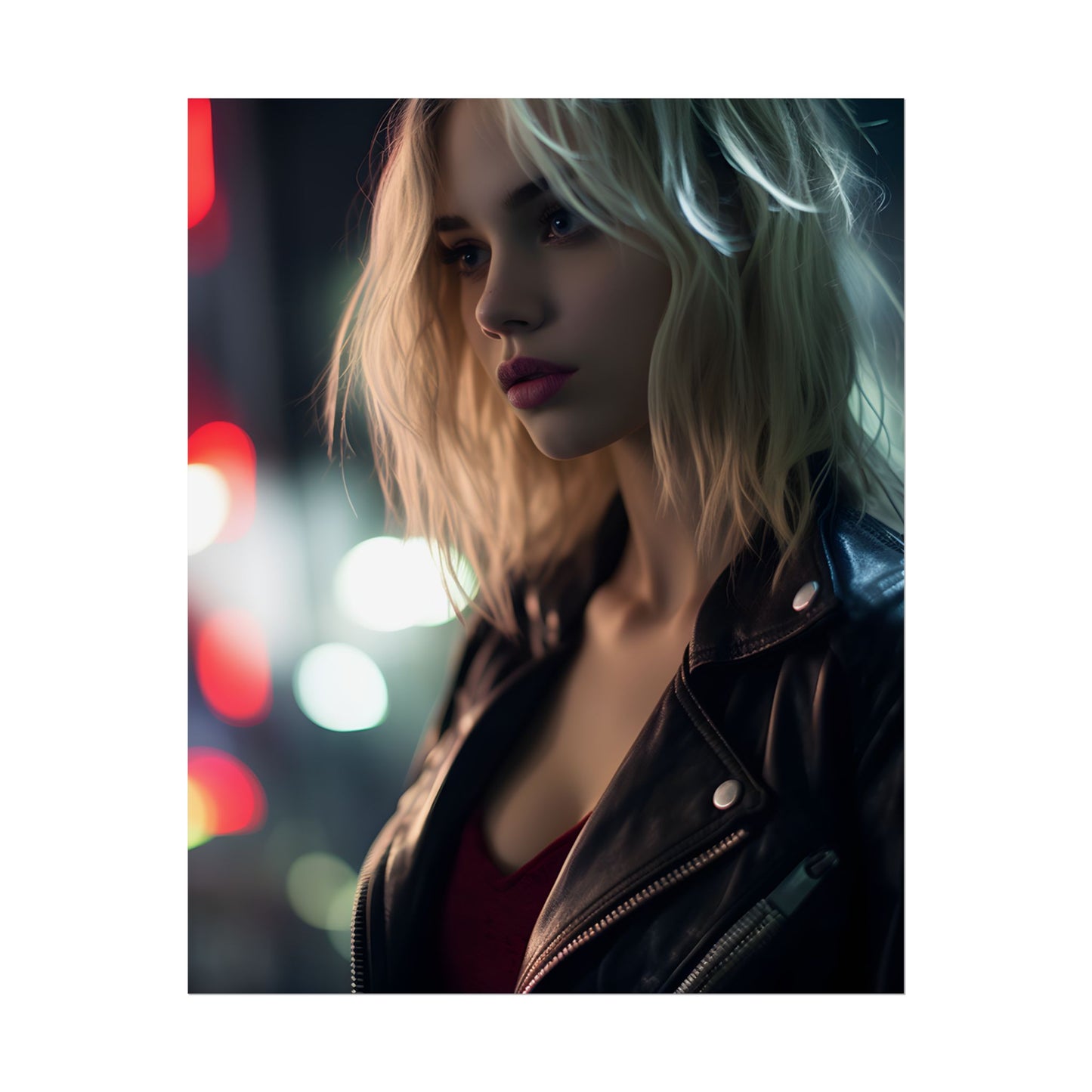 Cyberpunk Youth: Close-Up Portrait - Poster