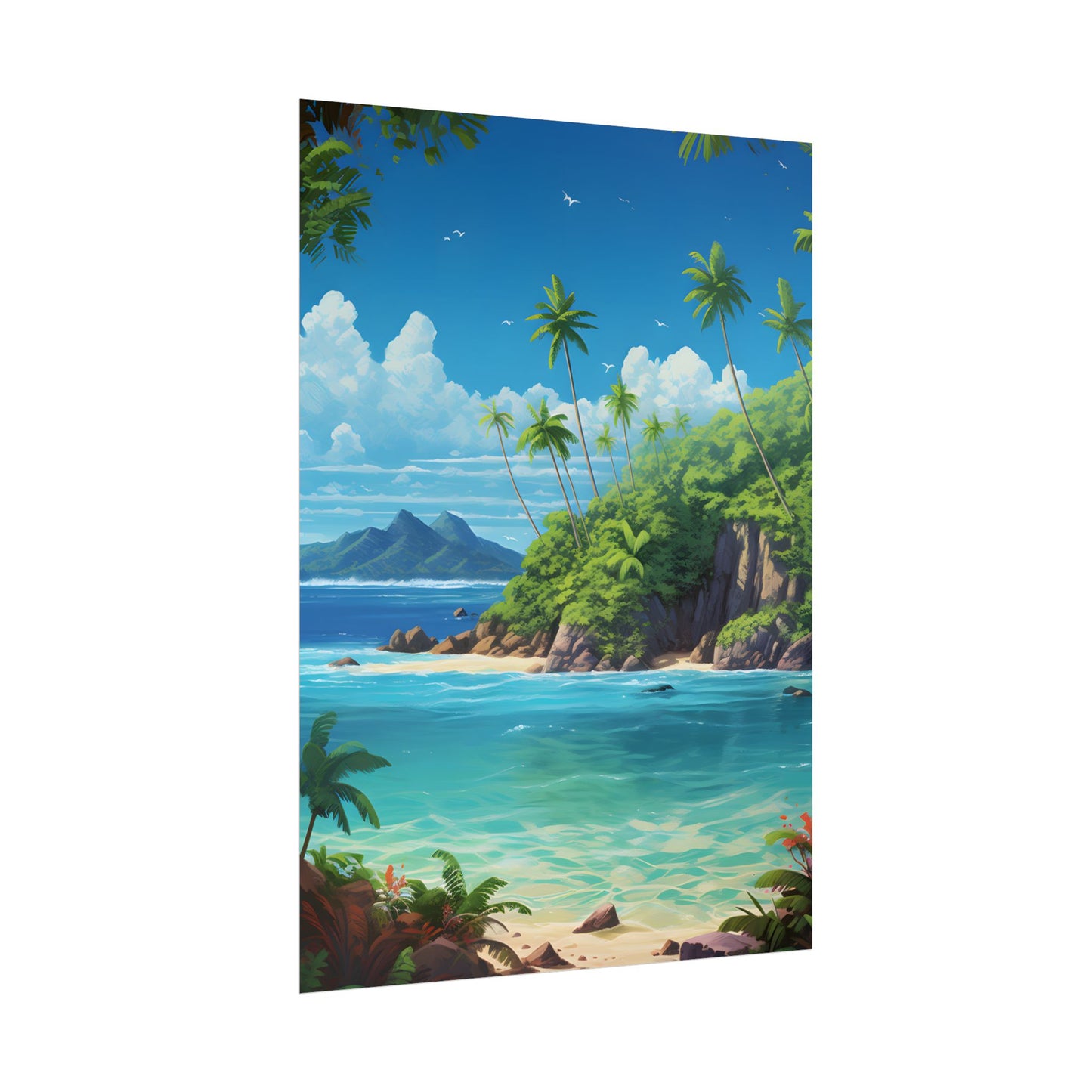 Tranquil Tropical Paradise: Calming Island Scene Art - Poster