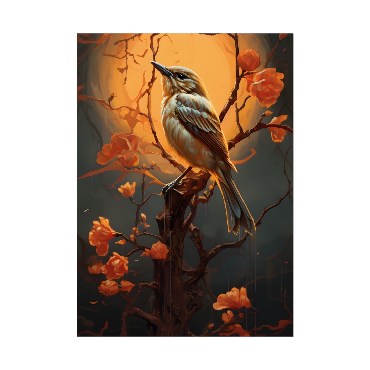 Enigmatic Songbird Guardian: Urban Artwork - Poster