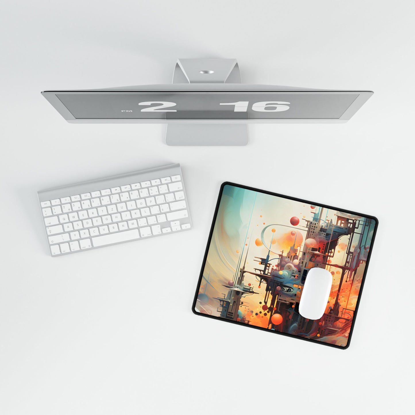 Cyber Dreamscape: Abstract Digital Artwork - Desk Mat