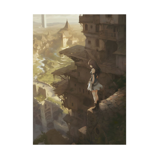 Anime Bird in Flight: Feathered Friend Soaring Through Air - Poster