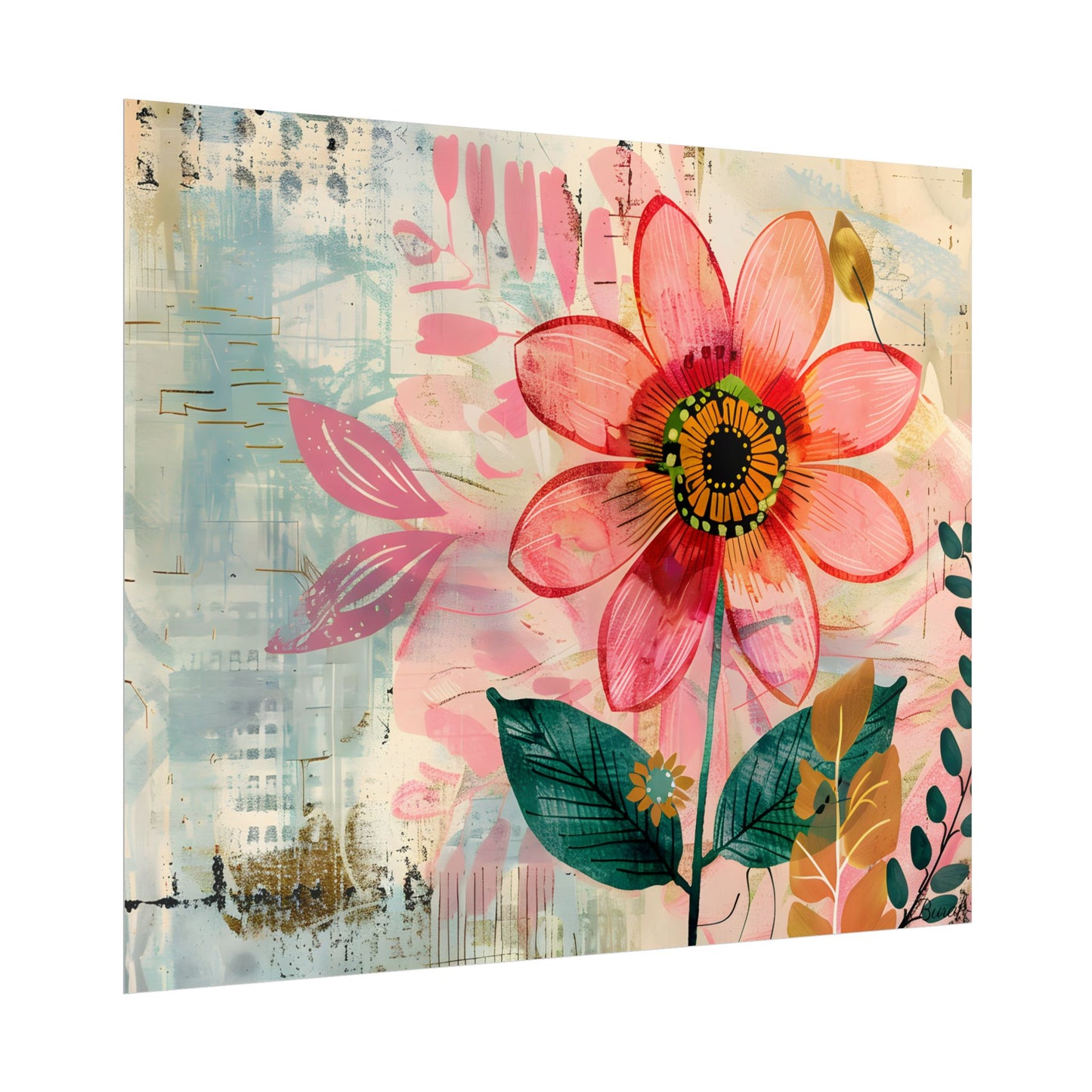 Blooming Growth: Whimsical Flower Art - Poster