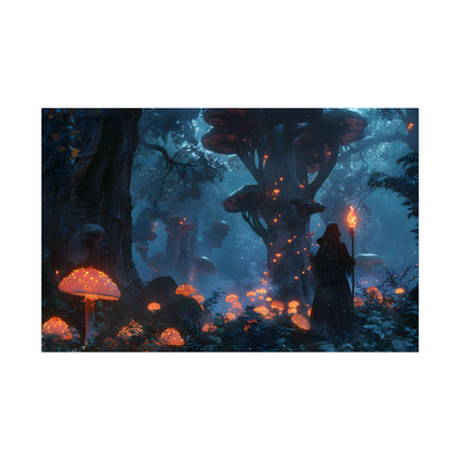 Mystical Forest Encounter: Vibrant Witch Artwork - Poster