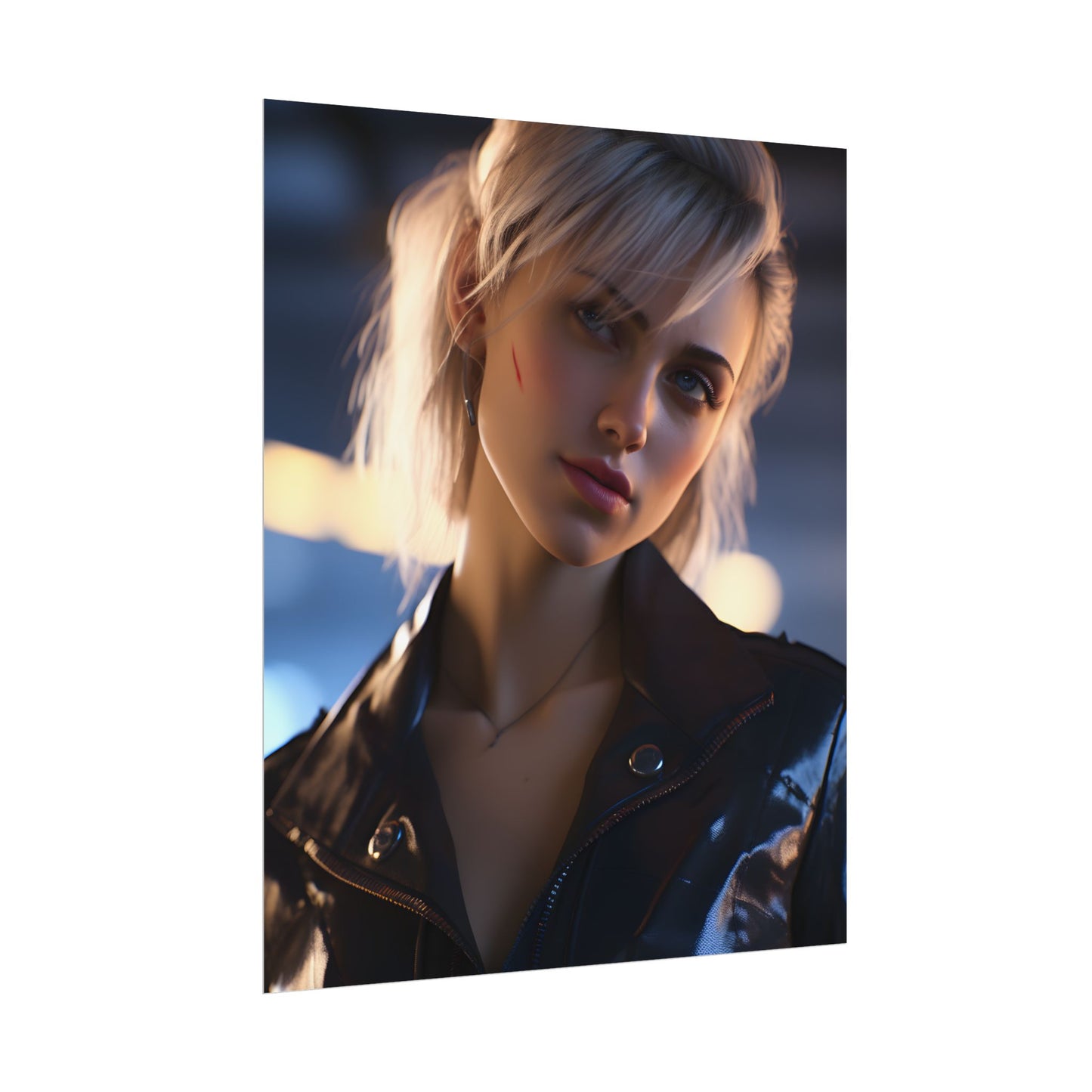 Cyberpunk Teenage Girl: Blonde Digital Art - Poster