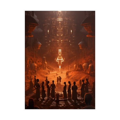Vibrant Futuristic Tribal Gathering: Digital Art - Poster