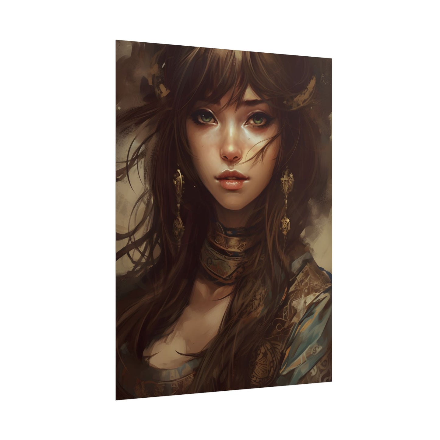 Enchanting Brunette Portrait: Gentle Beauty - Poster
