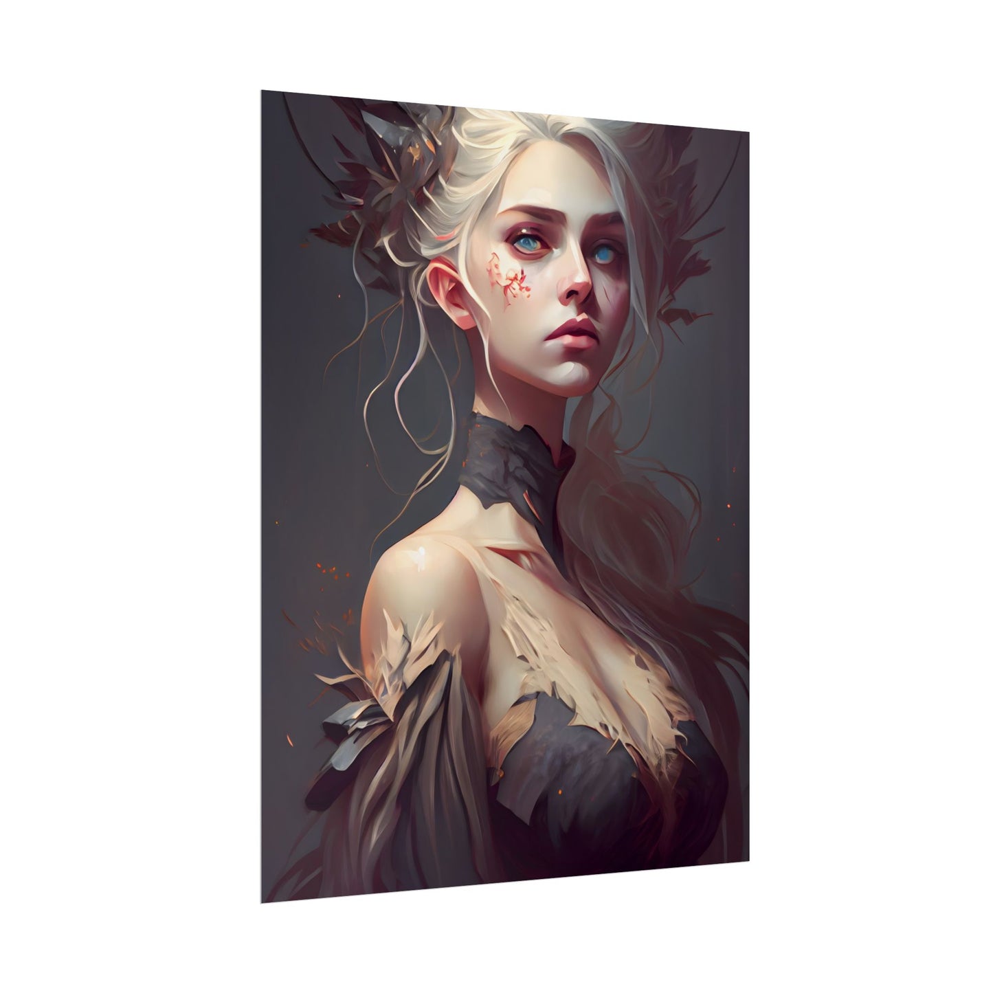 Elegant Blonde Portrait: Outdoor Woman in Dress - Poster