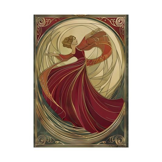 Vintage Art Nouveau Elegance: Black & White Poster - Poster