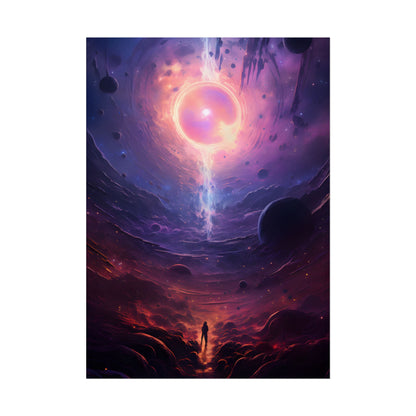 Black Hole Cosmic Odyssey: Dark Planet in Space Art - Poster