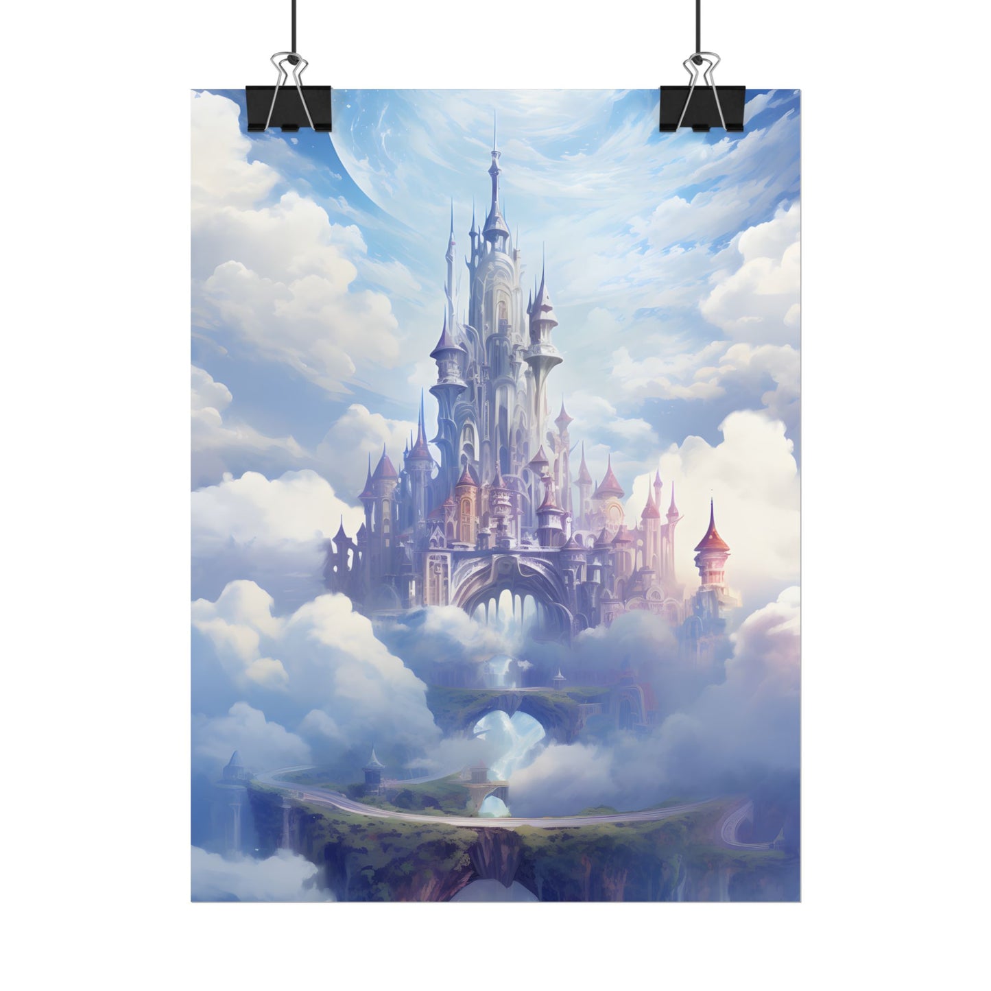 Floating Fantasy City: Celestial Digital Art - Poster