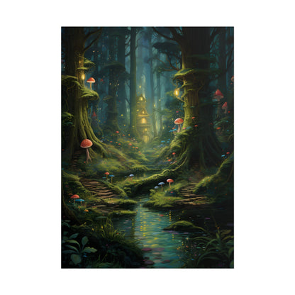 Enchanted Forest: Grimm's Fairy Tale Characters in Serene Woods - Poster
