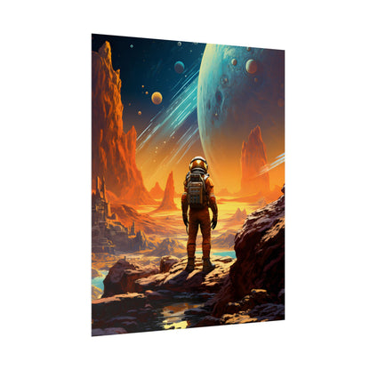 Futuristic Wilderness Explorer: Solo Journey in the Unknown - Poster